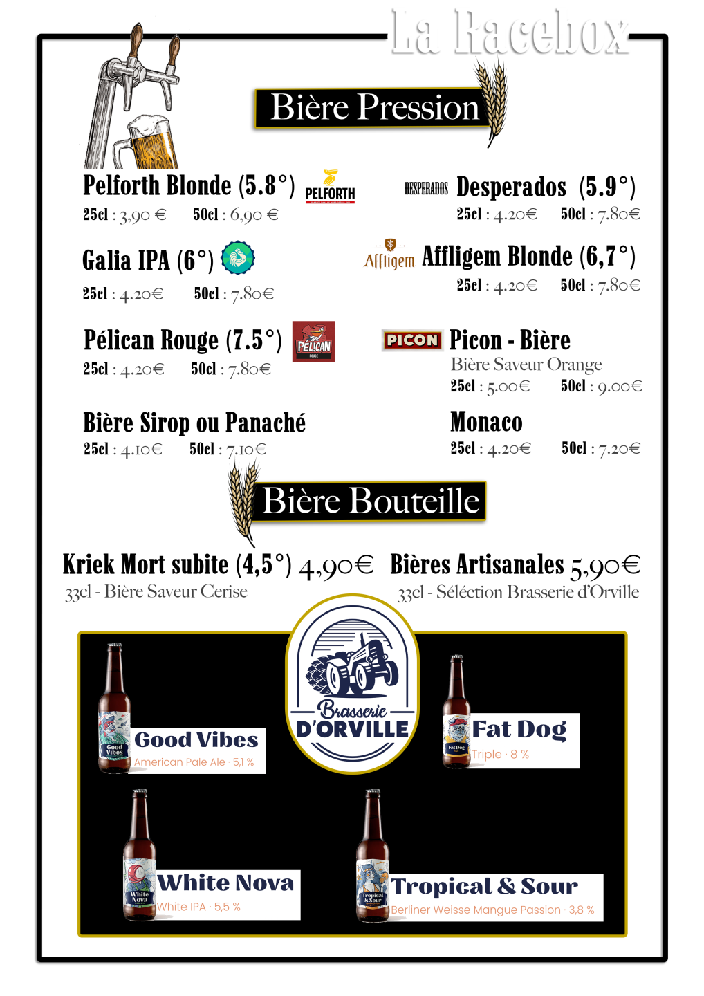 CARTE boisson : BIERES
