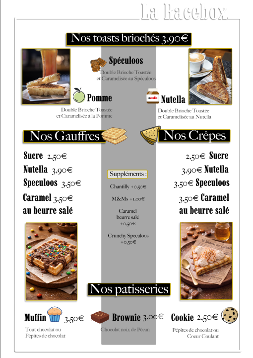CARTE : Toast Sucré et Patisseries